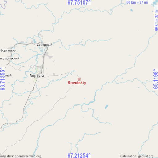 Sovetskiy on map