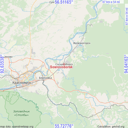 Sosnovoborsk on map