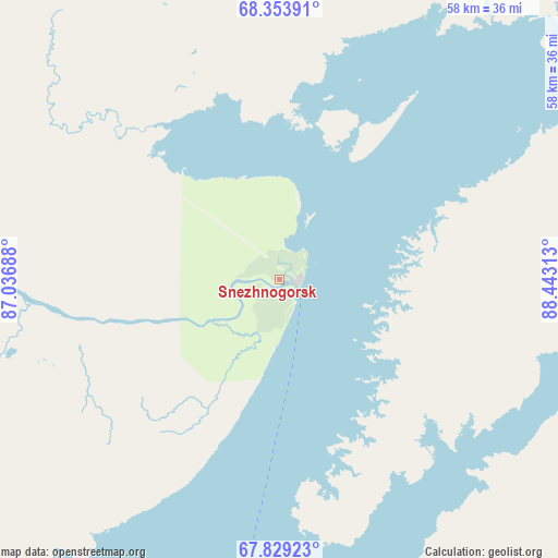 Snezhnogorsk on map