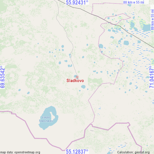 Sladkovo on map