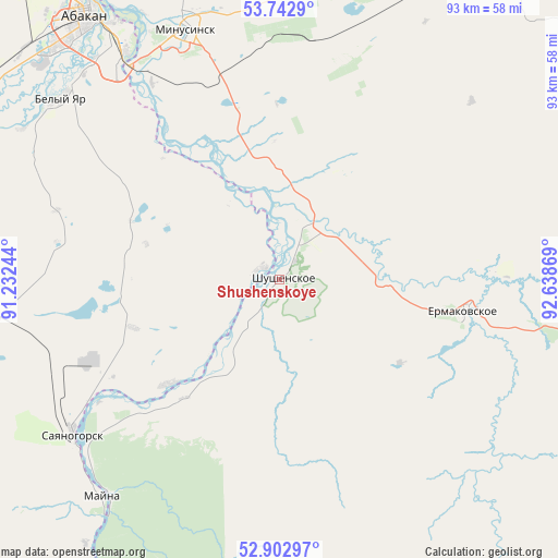 Shushenskoye on map