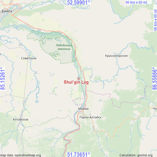 Shul’gin Log on map