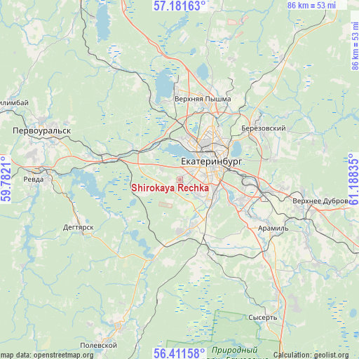 Shirokaya Rechka on map
