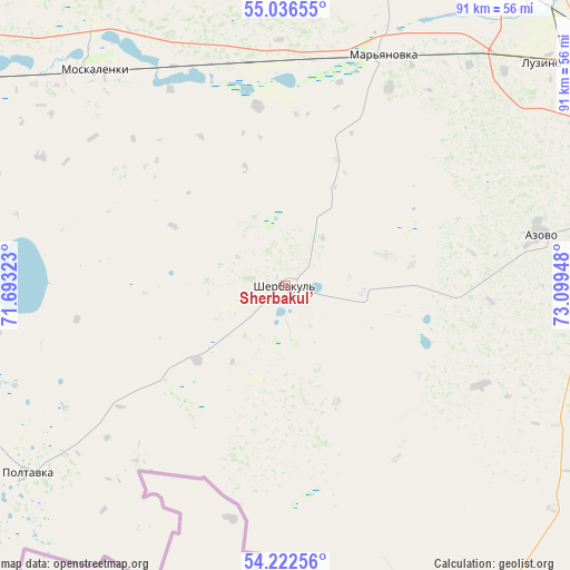 Sherbakul’ on map