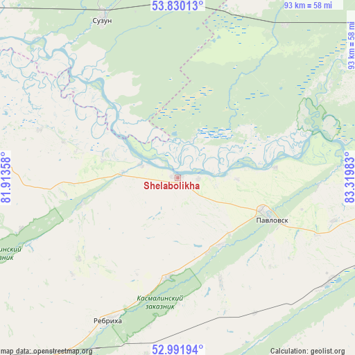 Shelabolikha on map