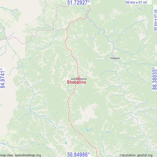 Shebalino on map