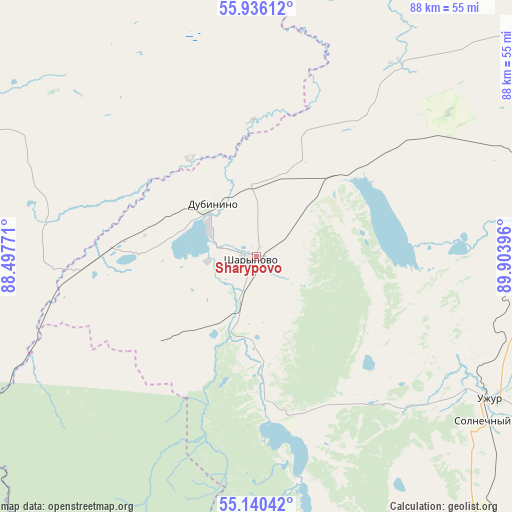 Sharypovo on map