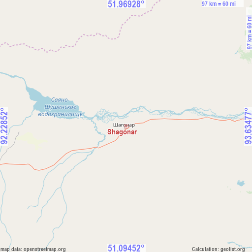 Shagonar on map