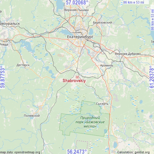Shabrovskiy on map