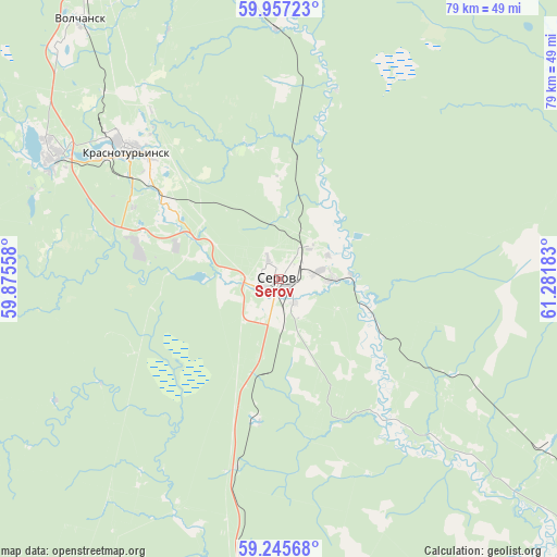 Serov on map