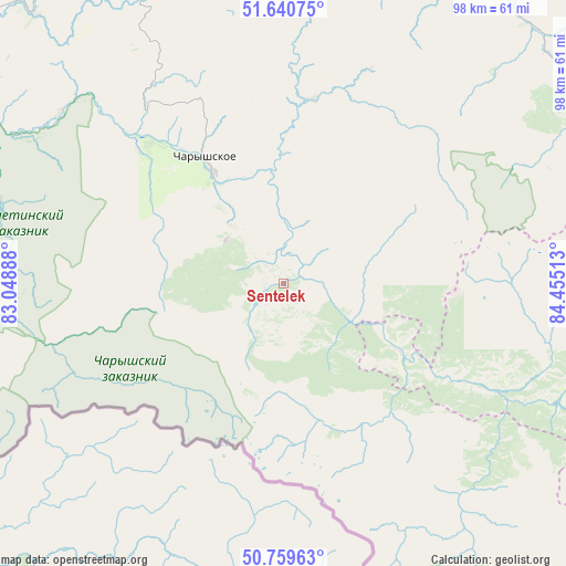 Sentelek on map