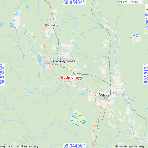 Rudnichnyy on map