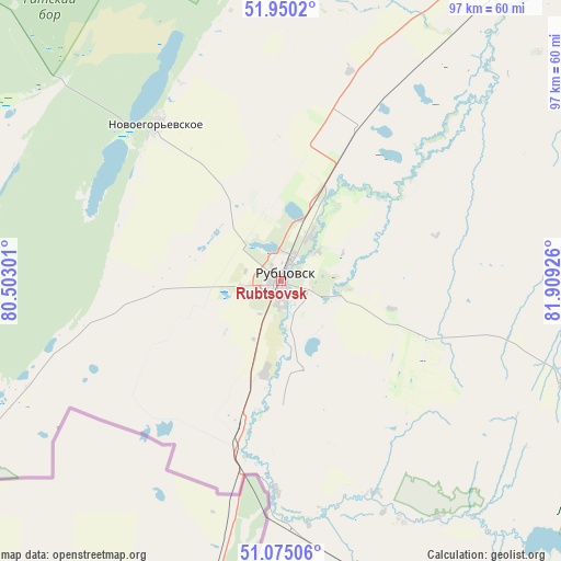 Rubtsovsk on map