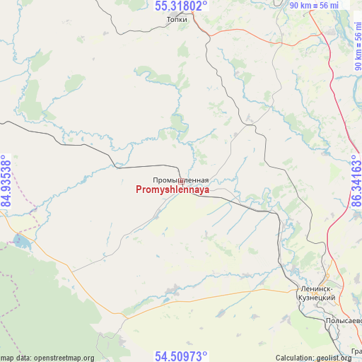Promyshlennaya on map