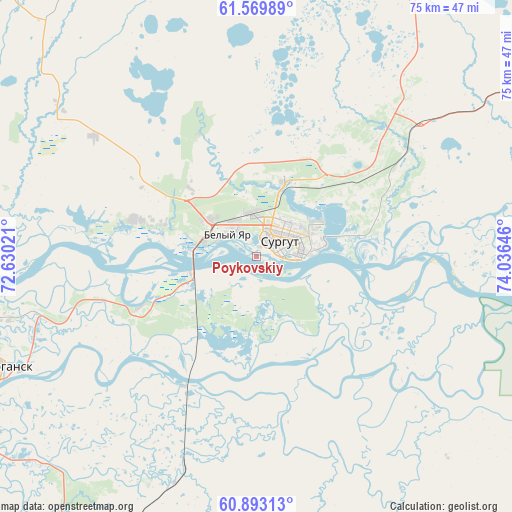 Poykovskiy on map
