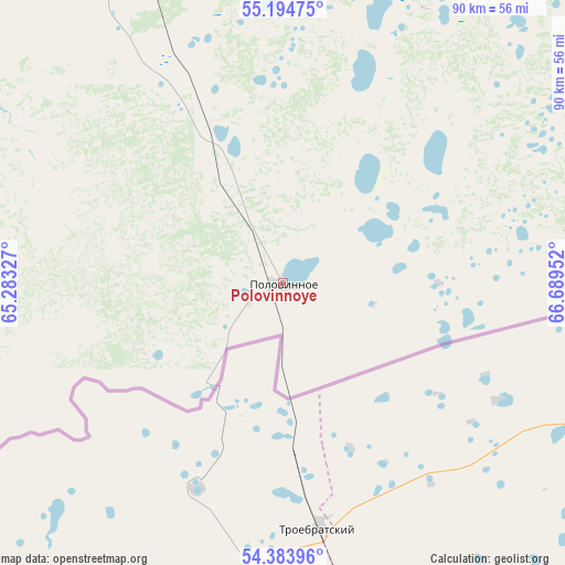 Polovinnoye on map