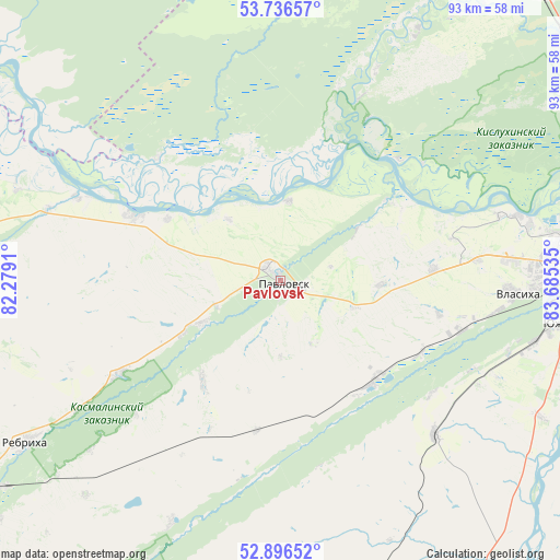 Pavlovsk on map