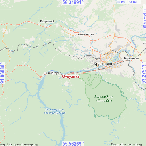 Ovsyanka on map
