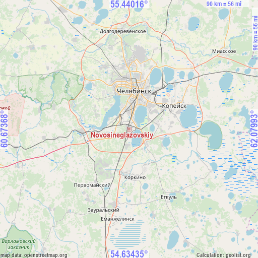 Novosineglazovskiy on map