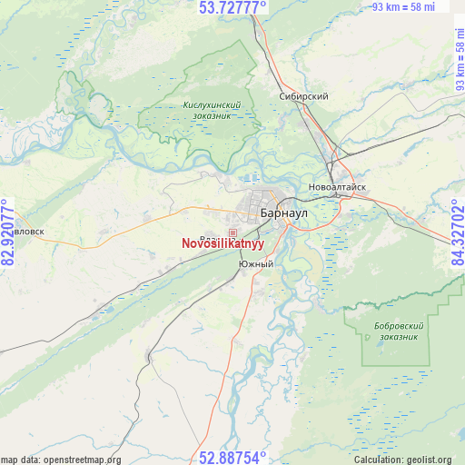 Novosilikatnyy on map