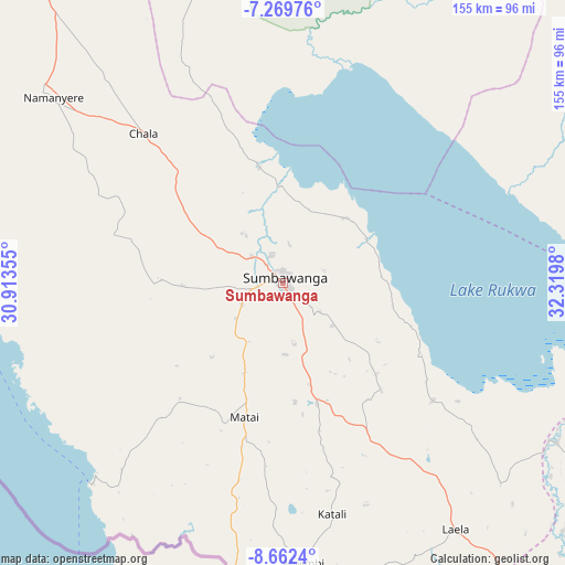 Sumbawanga on map
