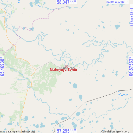 Nizhnyaya Tavda on map