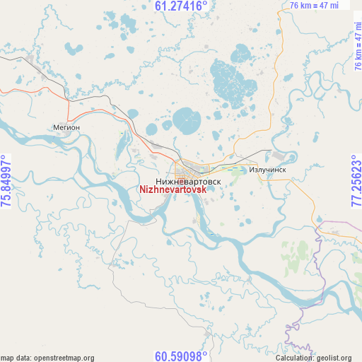 Nizhnevartovsk on map