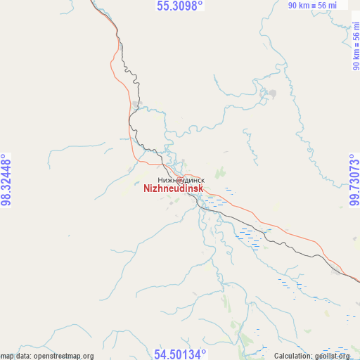 Nizhneudinsk on map