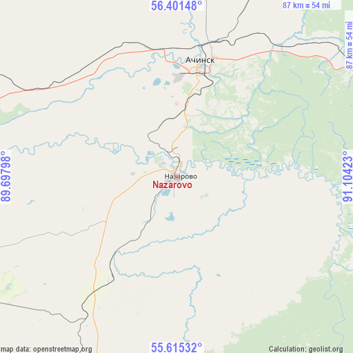 Nazarovo on map
