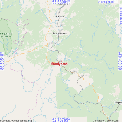 Mundybash on map