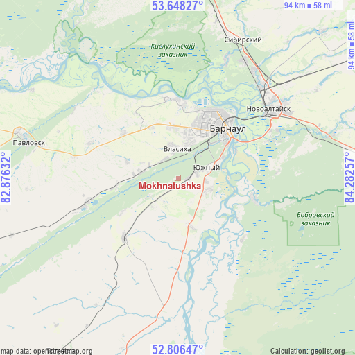 Mokhnatushka on map