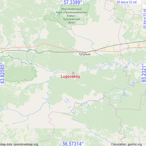 Lugovskoy on map