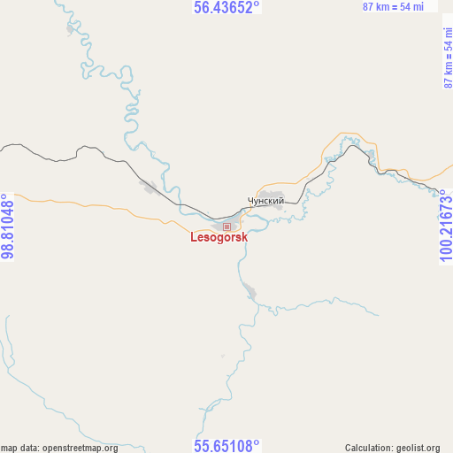 Lesogorsk on map