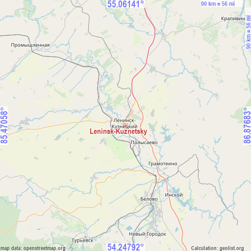 Leninsk-Kuznetsky on map