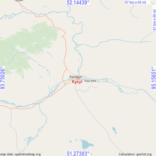 Kyzyl on map
