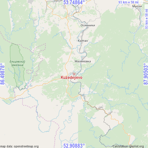 Kuzedeyevo on map