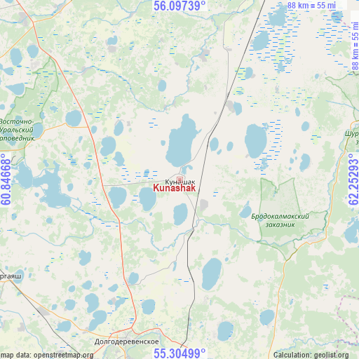 Kunashak on map