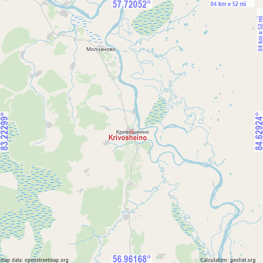 Krivosheino on map