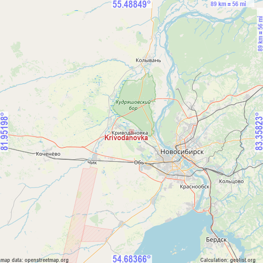 Krivodanovka on map