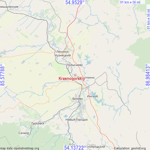 Krasnogorskiy on map