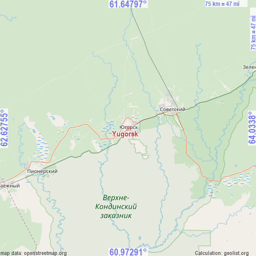 Yugorsk on map