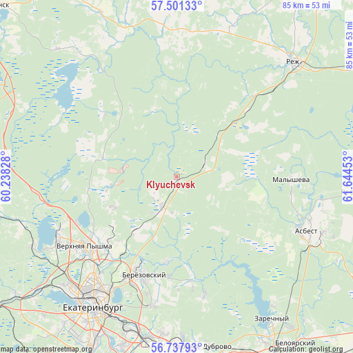Klyuchevsk on map