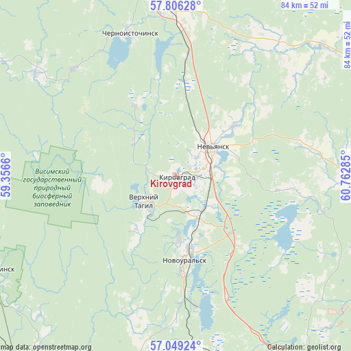 Kirovgrad on map