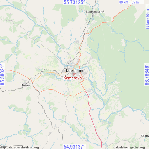 Kemerovo on map