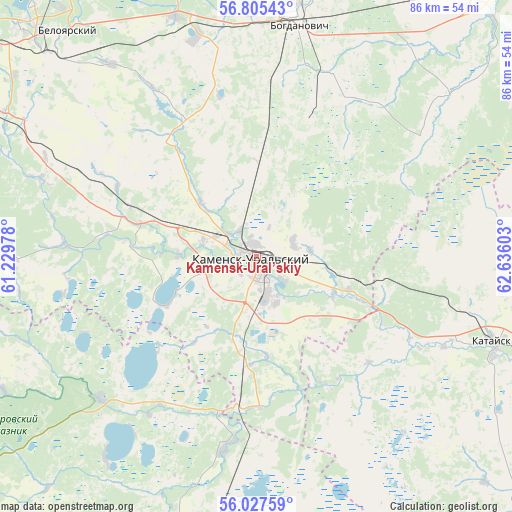 Kamensk-Ural’skiy on map