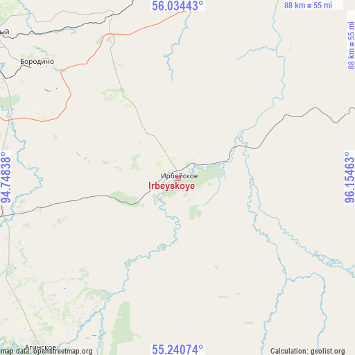 Irbeyskoye on map