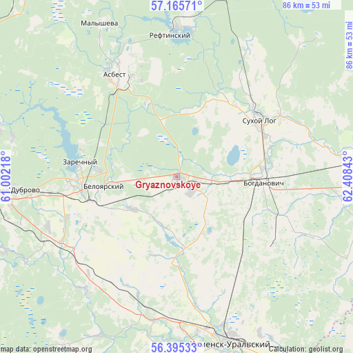 Gryaznovskoye on map