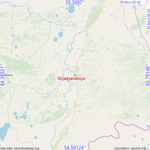 Glyadyanskoye on map