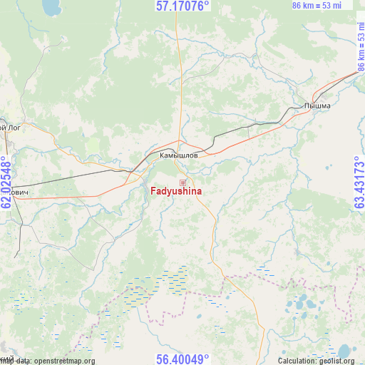 Fadyushina on map