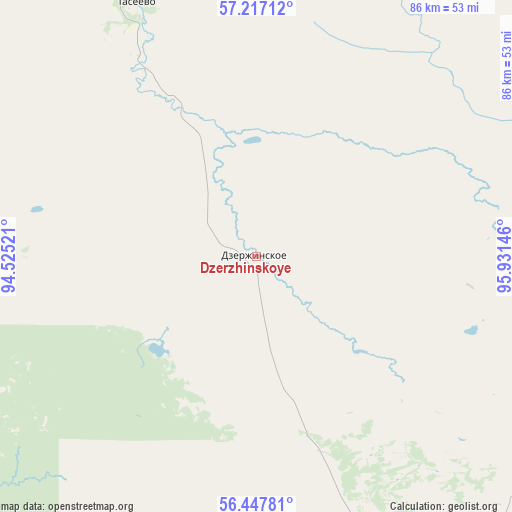 Dzerzhinskoye on map